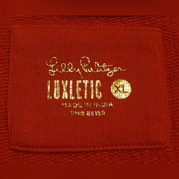 ​Lilly Pulitzer Luxletic Beach Comber Pullover Ruby Red Gold Zips Size XL - Picture 7 of 15